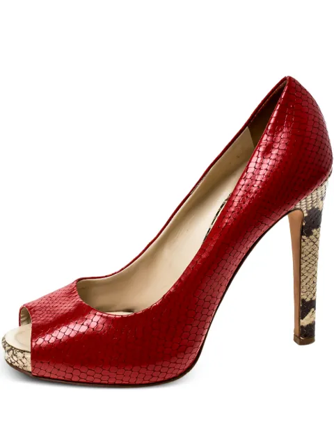 Giuseppe Zanotti Vintage 120mm python-embossed peep-toe pumps Red 229829