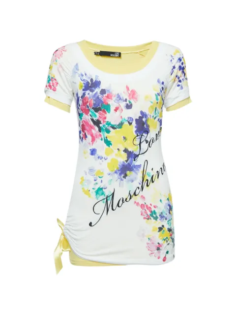 Moschino Pre-Owned floral-print bow-detail top White 886321