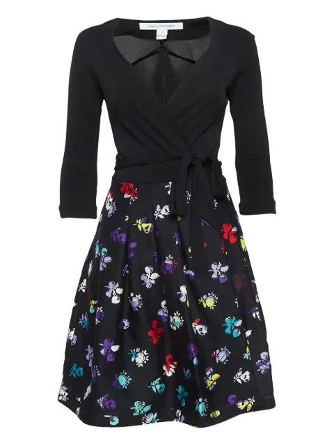 Diane Von Furstenberg Vintage floral-print long-sleeved dress Black 978695