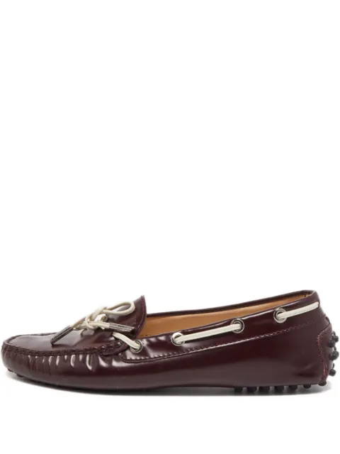 Tod's Vintage bow-detail leather loafers Red 816066