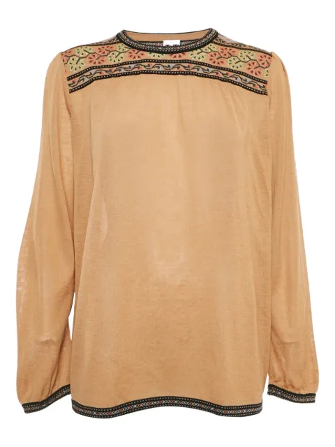 Missoni Pre-Owned embroidered-floral top Brown 1136269