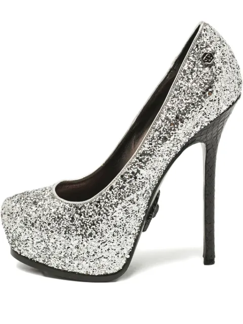 Philipp Plein glitter snakeskin pumps Silver 1117564
