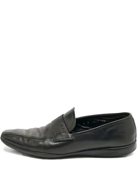 Prada Pre-Owned Leather Penny Strap Loafers Black 1157957
