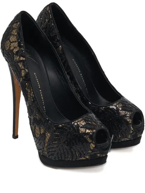 Giuseppe Zanotti Vintage 150mm sequins lace pumps Black 1142469