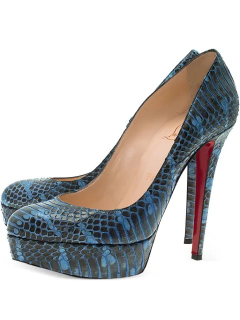 Christian Louboutin Pre-Owned 130mm Bianca snakeskin platform pumps Blue 57173