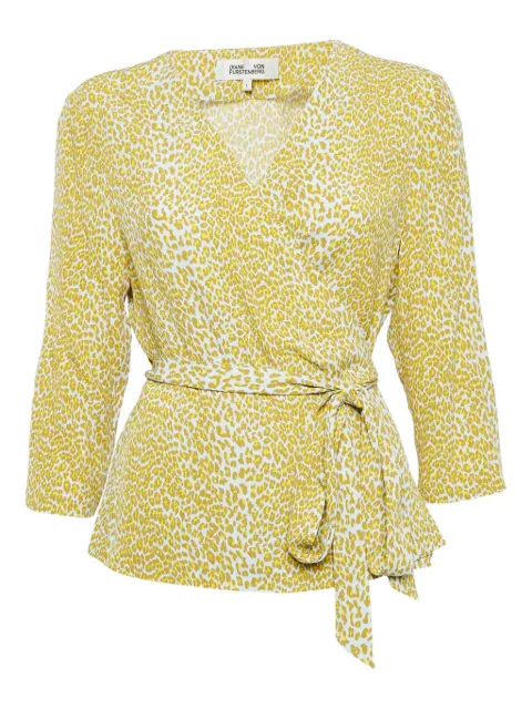 Diane Von Furstenberg Vintage leopard-print wrap blouse Yellow 1146418