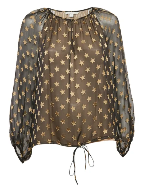 Diane Von Furstenberg Vintage star-jacquard silk-blend blouse Black 1113785
