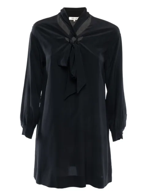 Diane Von Furstenberg Vintage 2024 bow neckline silk dress Black 867324