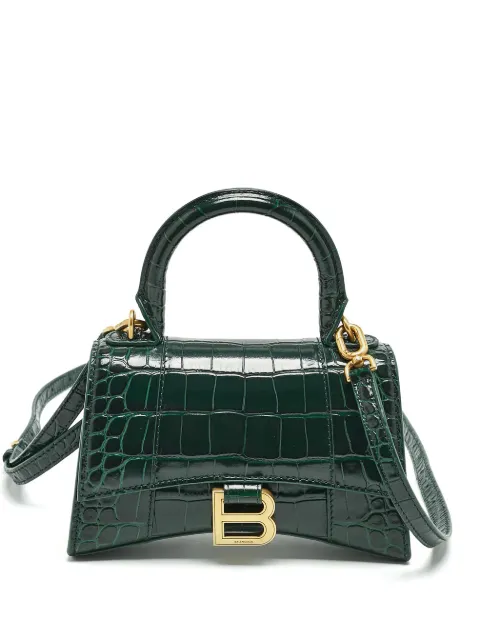 Balenciaga Pre-Owned Hourglass croc-embossed leather bag Green 1153758