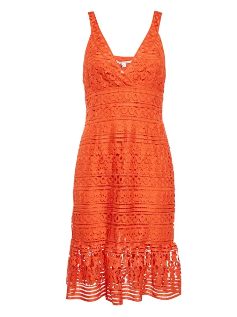 Diane Von Furstenberg Vintage lace patterned midi dress Orange 1130504
