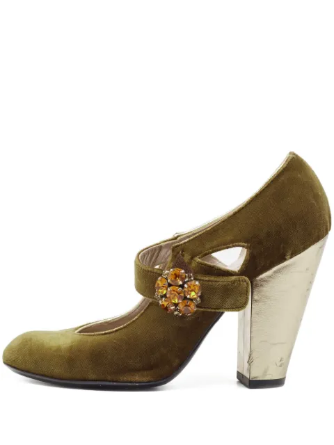 Marc Jacobs Vintage 110mm velvet jewel pumps Green 890698