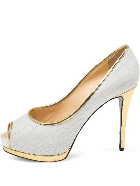 Giuseppe Zanotti Vintage 120mm croc-embossed peep-toe pumps White 604231