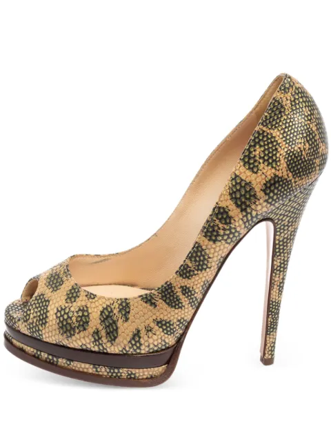 Casadei Vintage 150mm lizard-embossed leather platform pumps Neutrals 589340