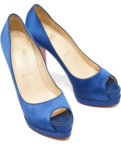 Christian Louboutin Pre-Owned 135mm Palais Royal satin peep-toe pumps Blue 1148117