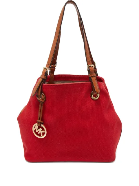 Michael Kors Vintage Canvas Leather Shoulder Bag Red 869315