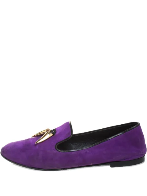 Giuseppe Zanotti Vintage 2024 Shark Tooth Suede Slippers Purple 258275
