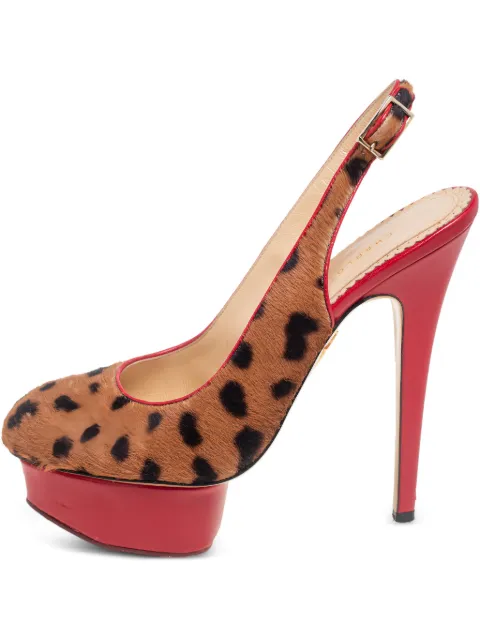 Charlotte Olympia 145mm leopard-print slingback pumps Brown 551252