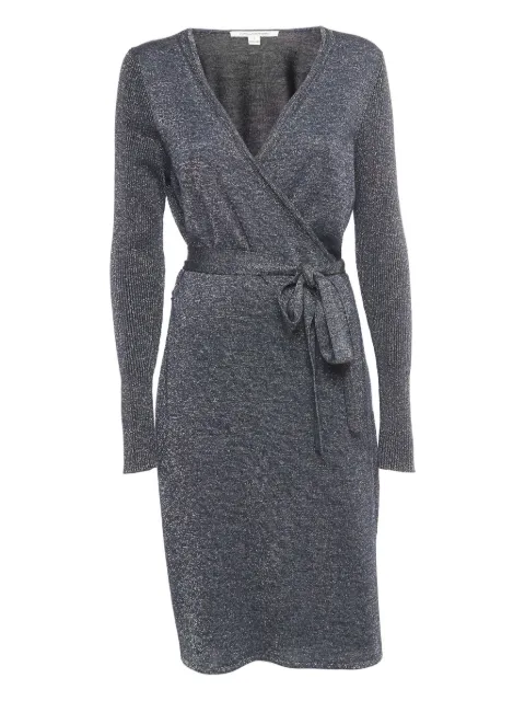 DVF Diane von Furstenberg 2023 metallic wrap midi dress Blue 918090
