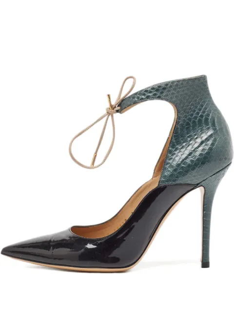 Ferragamo Pre-Owned 110mm snakeskin patent-leather heeled pumps Black 1002147