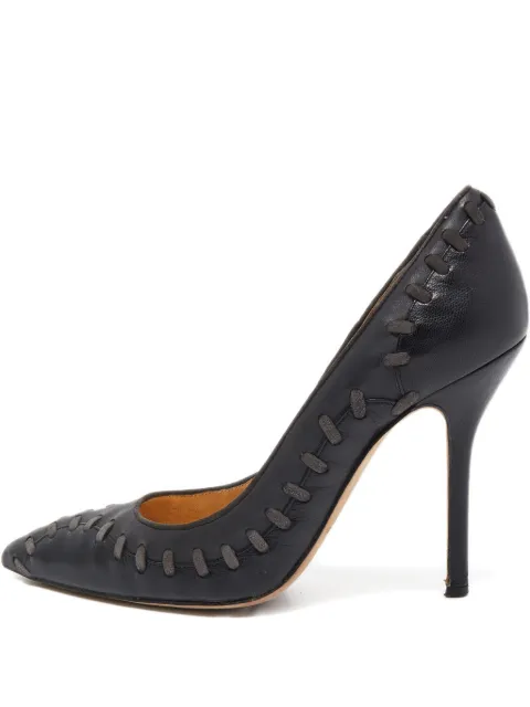 Oscar de la Renta Pre-Owned Leather Stitch Detail Pumps Black 869621