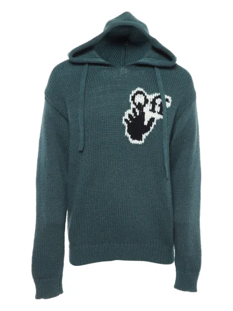 Off-White Pre-Owned logo-intarsia hoodie Green 921912