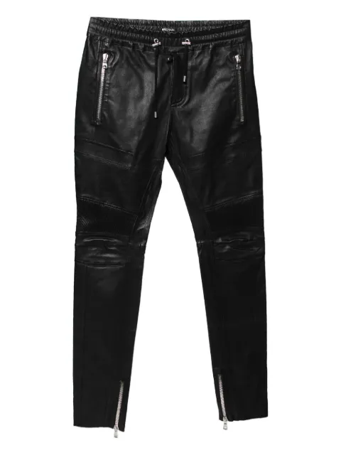 Balmain Pre-Owned drawstring leather biker trousers Black 626068