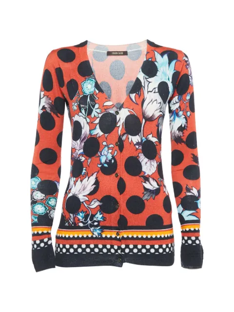Roberto Cavalli Vintage floral-print polka-dot cardigan Red 1105901