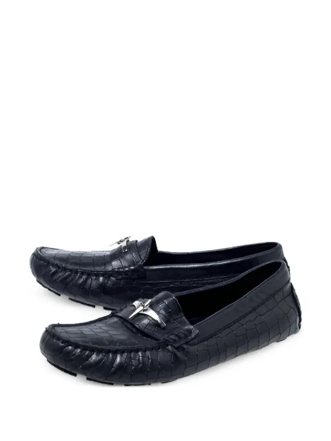 Cesare Paciotti 2024 croc-embossed leather loafers Black 241652