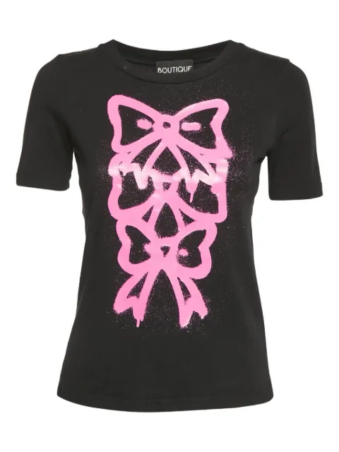 Boutique Moschino bow-print cotton T-shirt Black 1139783