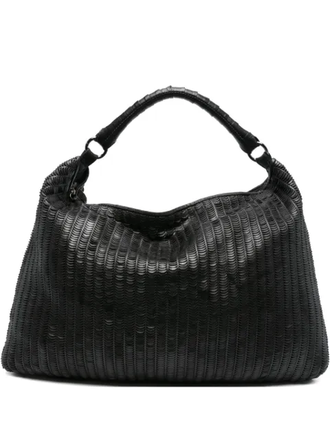 Reptile's House pleated leather tote bag Black H354LUNE