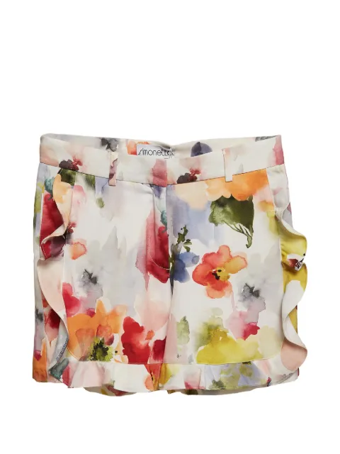 Simonetta floral-print ruffled shorts White 1129925