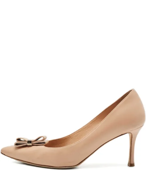 Ferragamo Pre-Owned Leather Bow Pumps Neutrals 1152749