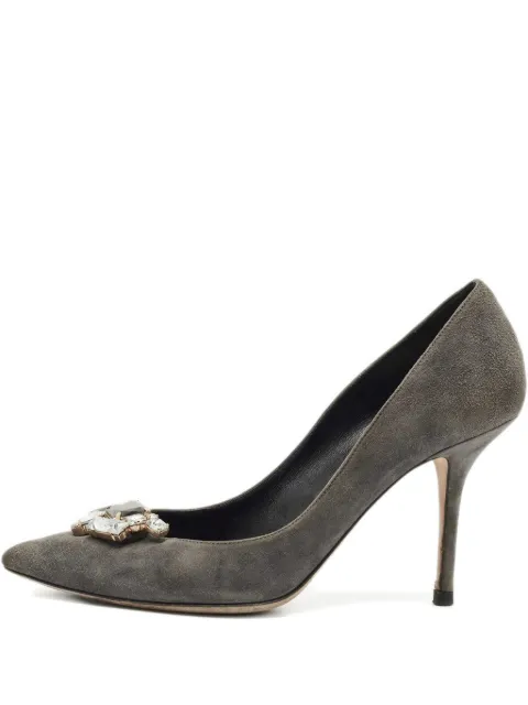 Dolce & Gabbana Pre-Owned suede crystal pumps Grey 1158865