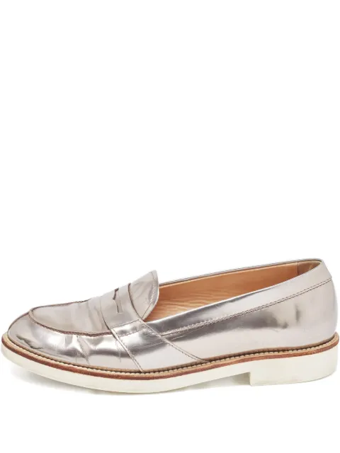 Tod's Vintage 2024 Patent Leather Penny Loafers Silver 899578