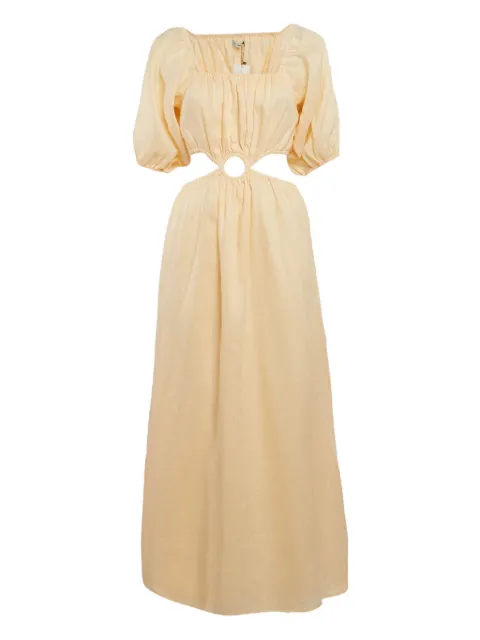 Faithfull linen cut-out dress Orange 1130496