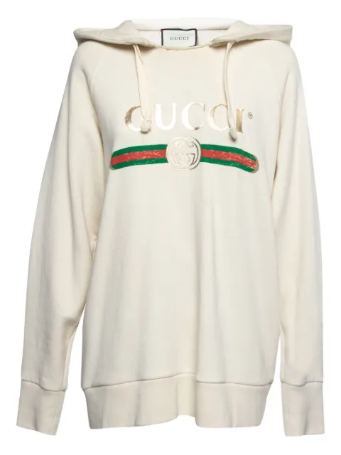 Gucci Pre-Owned cotton logo-print hoodie White 757087