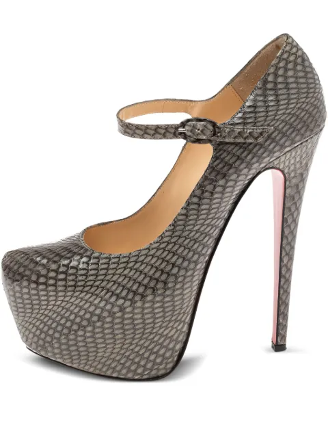 Christian Louboutin Pre-Owned 130mm Lady Daf snakeskin platform Mary-Jane pumps Grey 551212