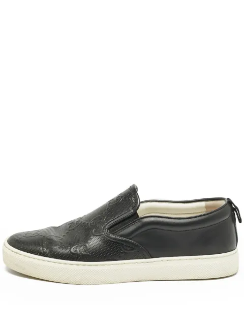 Gucci Pre-Owned leather slip-on sneakers Black 1157911