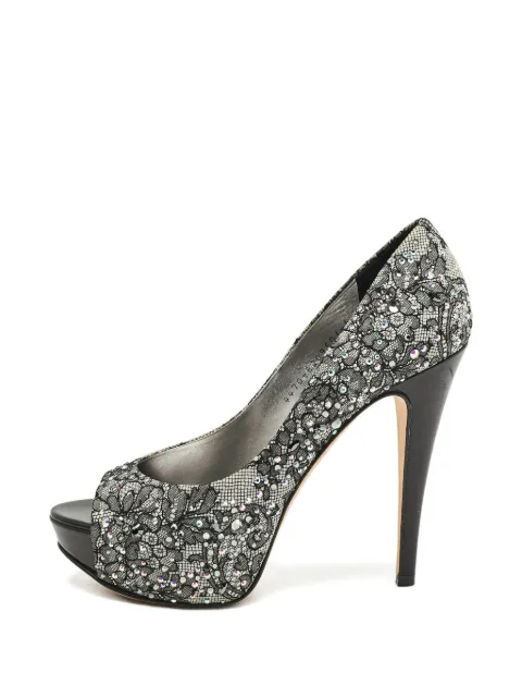 Gina crystal-embellishment lace pumps Grey 1152376