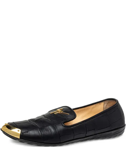 Giuseppe Zanotti Vintage embossed-crocodile gold-detail loafers Black 453997