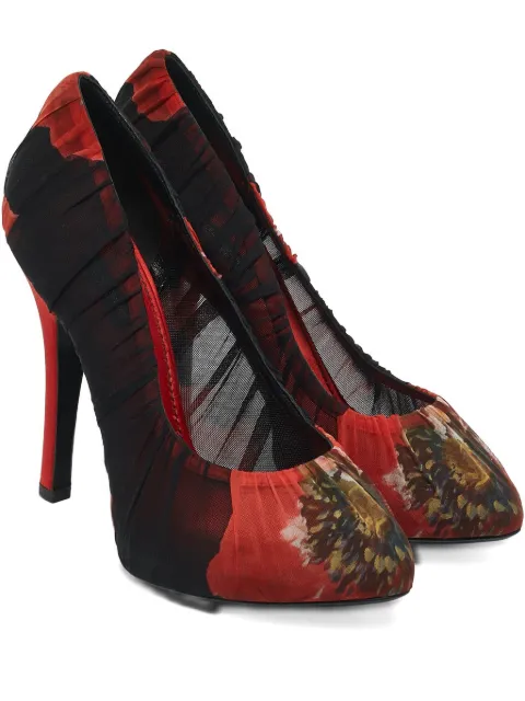 Dolce & Gabbana Pre-Owned 125mm floral-print pumps Black 1159575