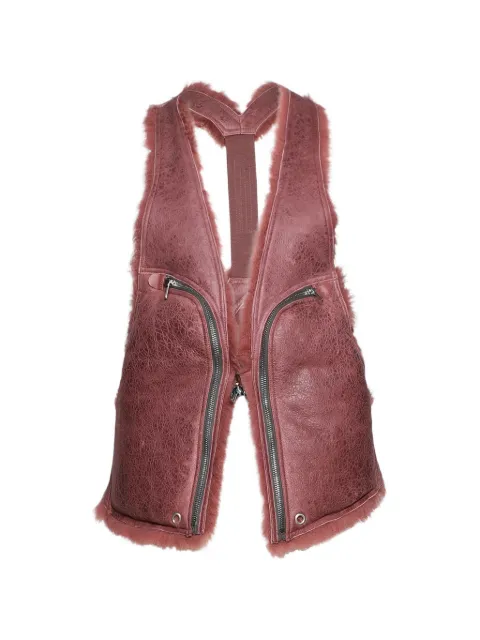 Rick Owens zip shearling gilet Pink RU02E1763LSHC