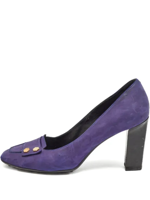Tod's Vintage 2024 Square Toe Suede Pumps Purple 998405