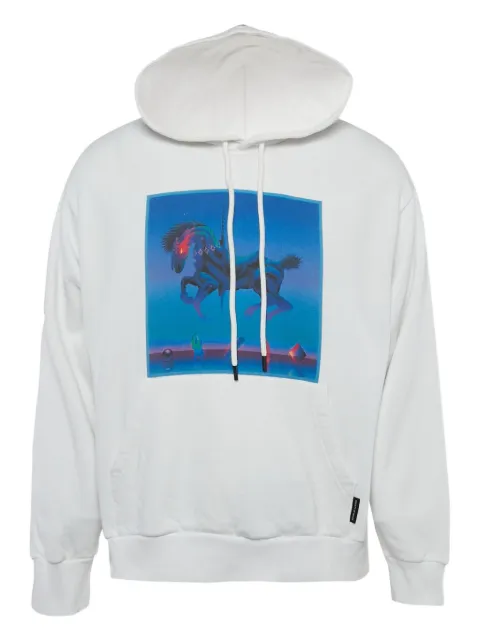 COUNTY OF MILAN horse-print hoodie White 1103077