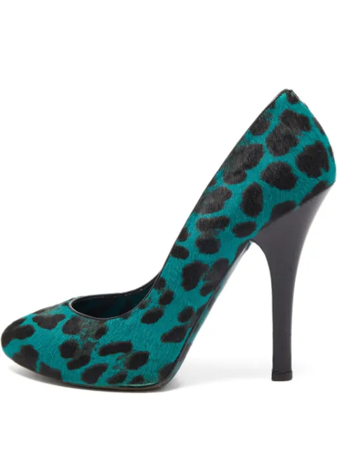 Dolce & Gabbana Pre-Owned Calf Hair Leopard Pumps Green 851129