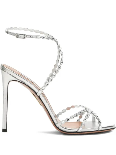 Aquazzura 105mm Love Struck crystal-embellished sandals Silver LSKHIGS0NPLCCC