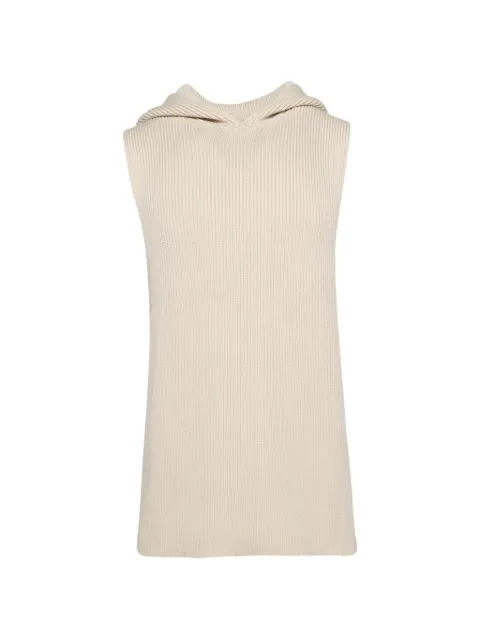 Rick Owens hooded ribbed tank Neutrals RR02E1680KWVH