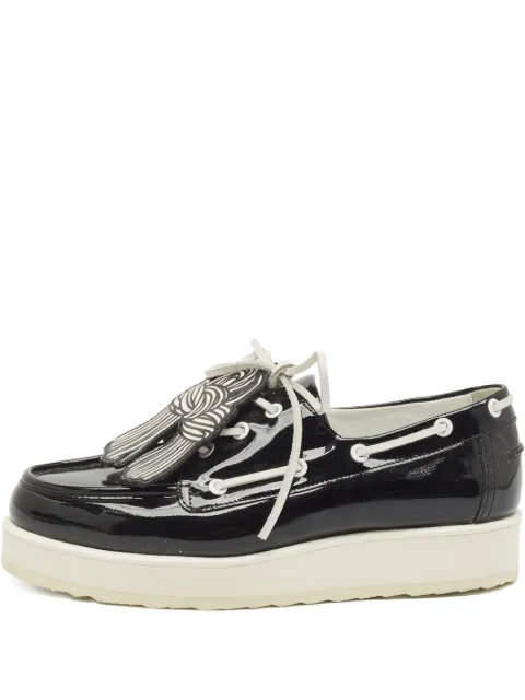 Pierre Hardy pre-owned patent-leather knot-detail loafers Black 1144448