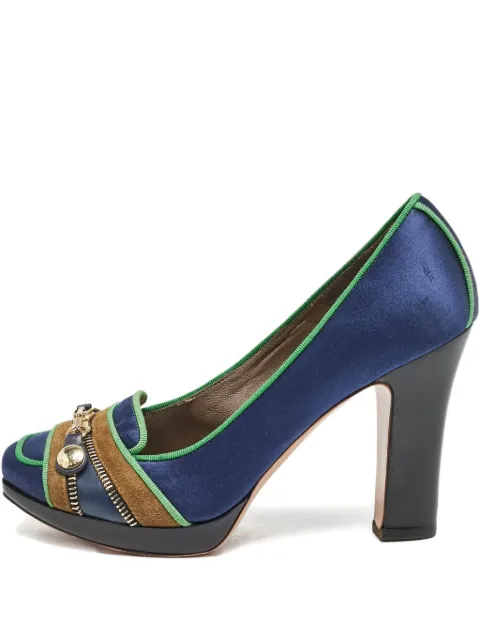Etro Pre-Owned 110mm satin zipper pumps Blue 1148393