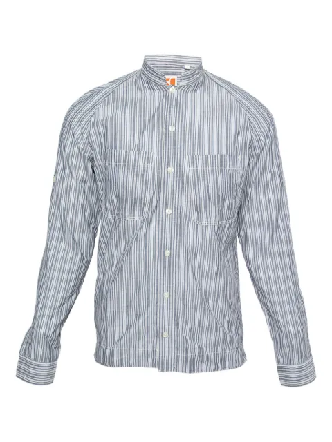 BOSS pre-owned striped-pattern pockets shirt Blue 669961